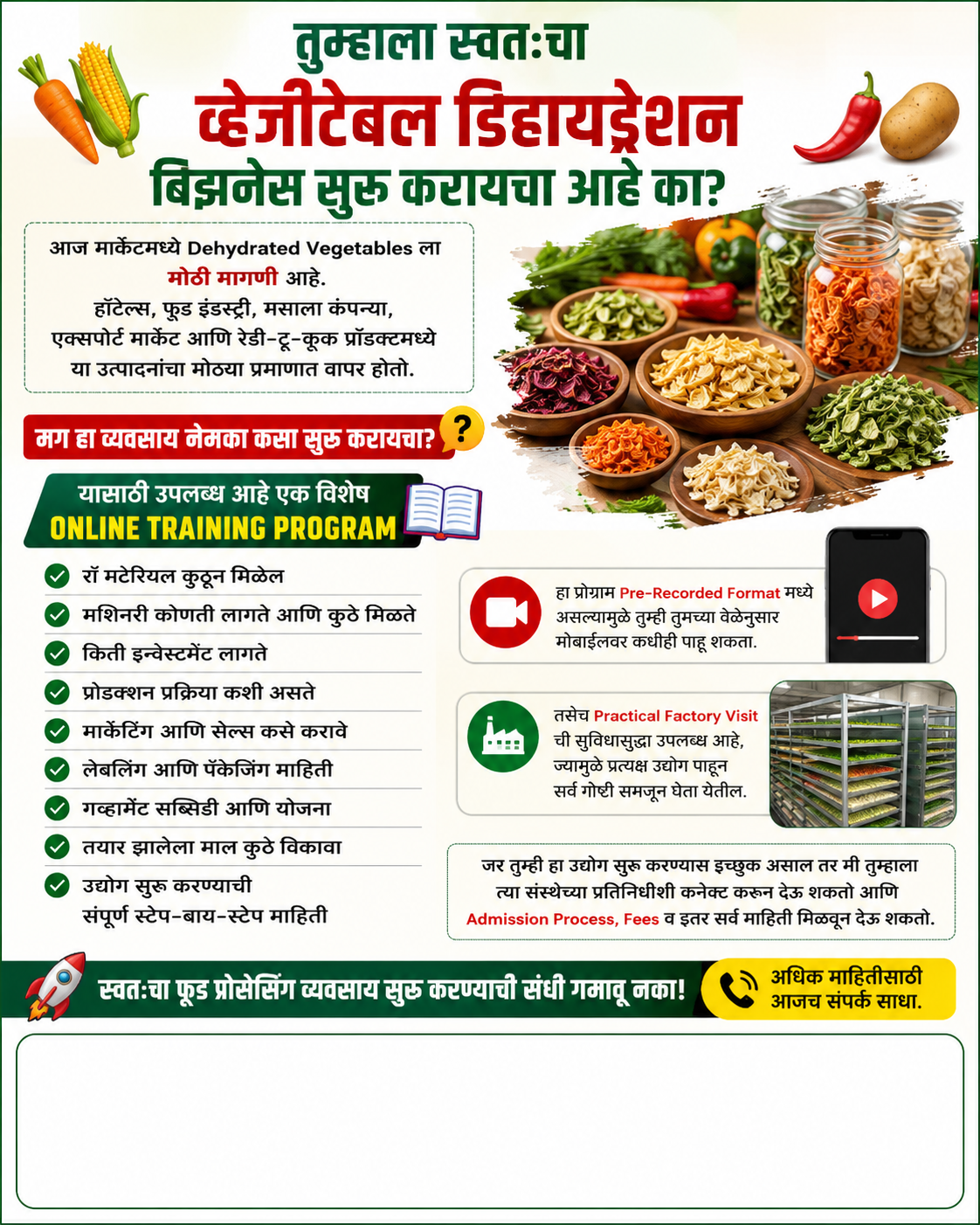 Vegetable Dehydration Business
