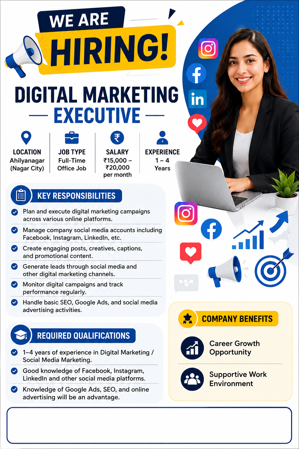 नगर येथील कंपनीमध्ये DIGITAL MARKETING EXECUTIVE पाहिजे